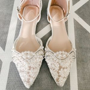 Kailee P. Ivory Lace Bridal Flats